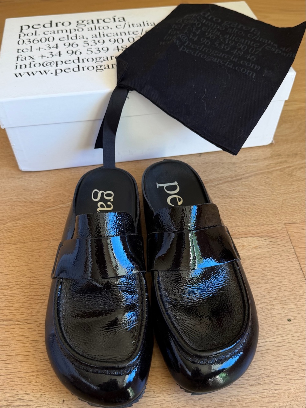 Pedro Garcia Black Patent Leather Men's Slip-On Loafers ONLY WORN ONCE